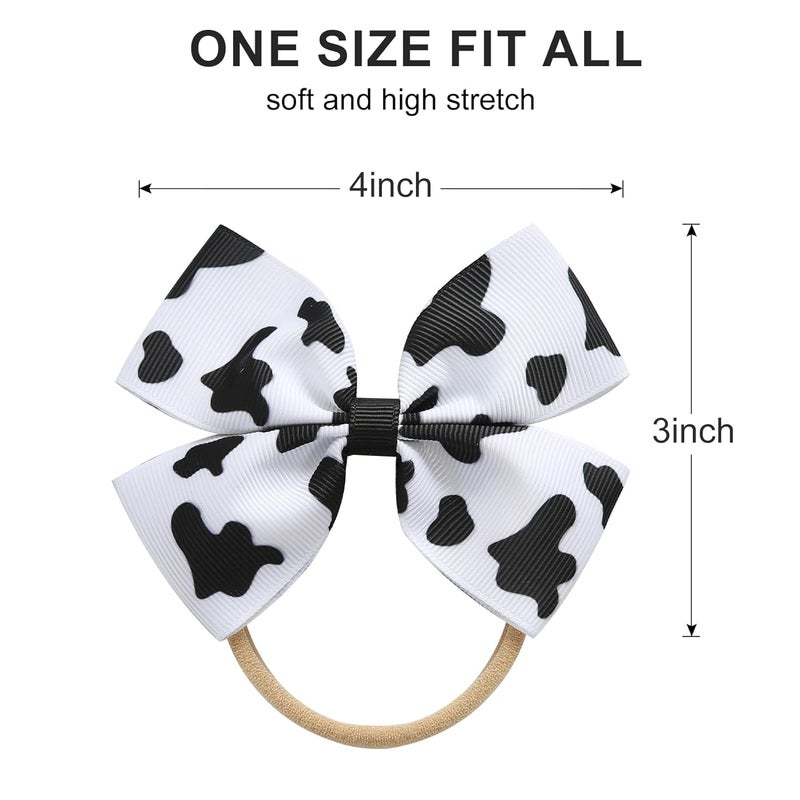 Fancheer Baby Girls Cow Print Cowgirl Bow Headband Infant Toddler Birthday Party Hair Accessories - Image 2